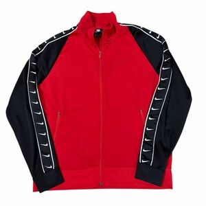 Nike Track Jacket Mens Size Large AR3139-657 Taped Seams Red Black Swoosh
